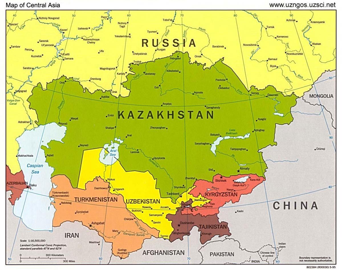 карта Казахстана карта Азіі