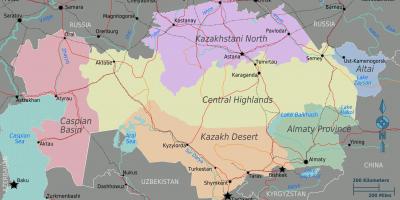 Карта рэгіёнаў Казахстана